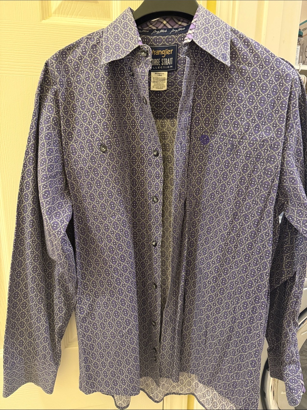 Wrangler Purple Geometric Long-Sleeve Button-Up Shirt